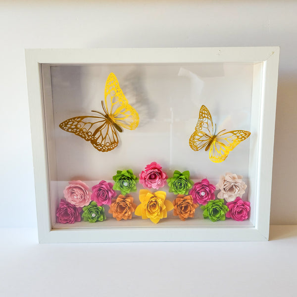Gold Butterfly & Blooms Shadow Box